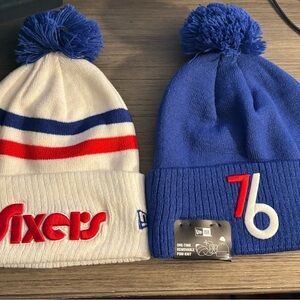 2 Brand New Mens 76ers New Era Ski Caps